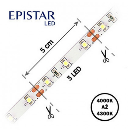  LED pásek 12,5W/1m, 2835, IP20, 4000 - 4300 K, bílá, 12V